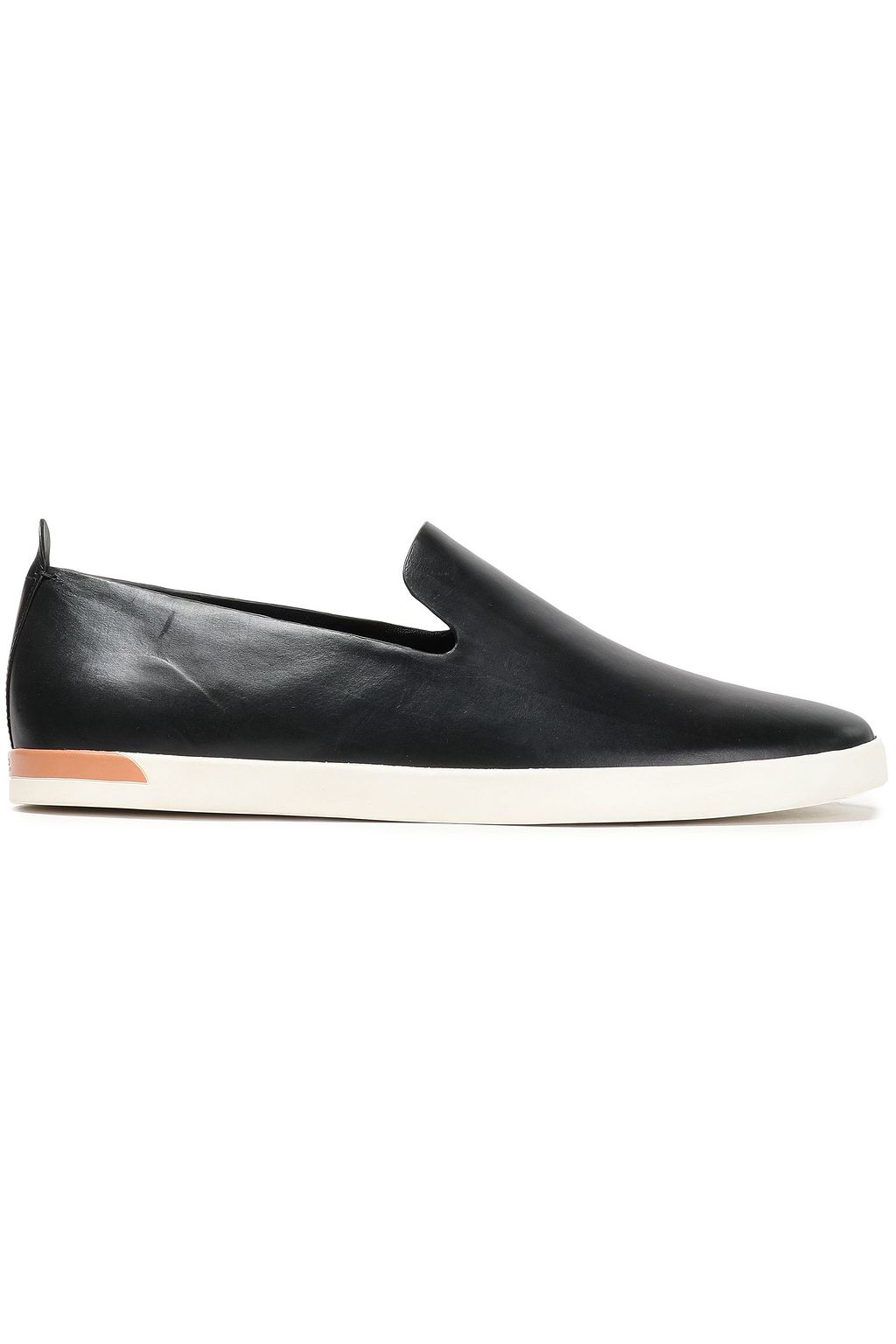 vince black leather slip on sneakers