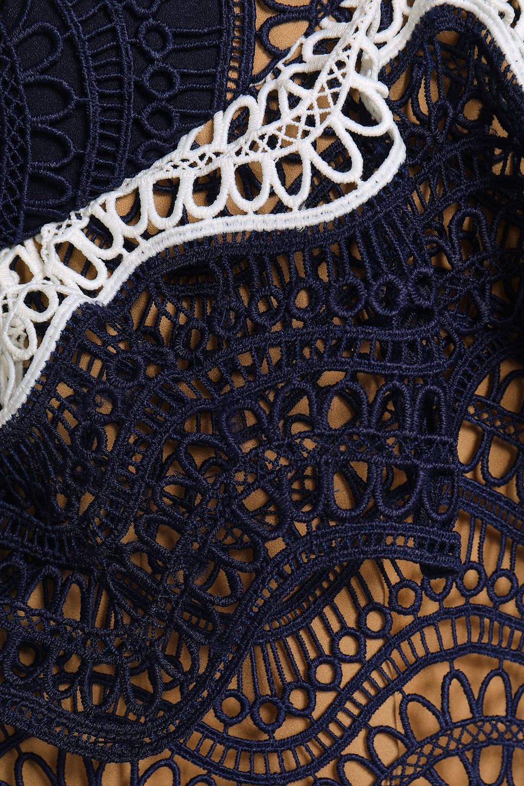 SELF-PORTRAIT Tiered guipure lace mini dress