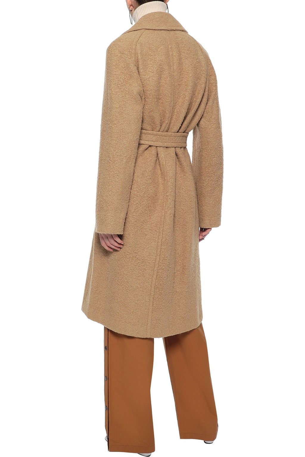 HELMUT LANG Belted brushed alpaca and wool-blend coat