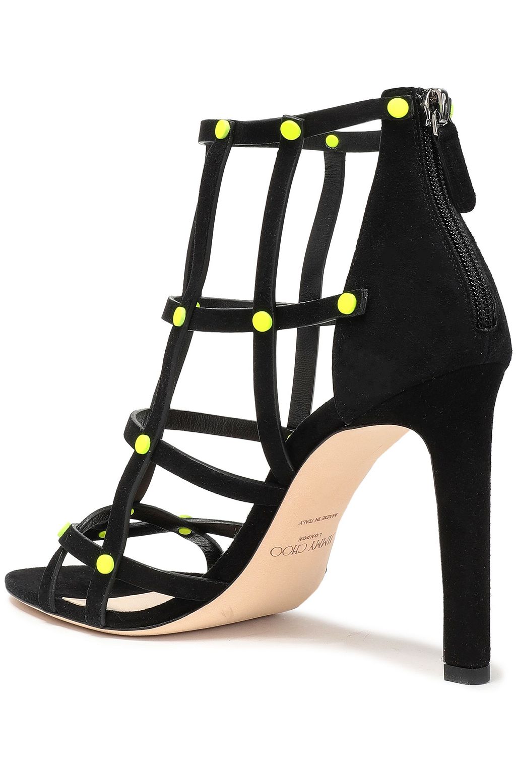 JIMMY CHOO Tina studded cutout suede sandals