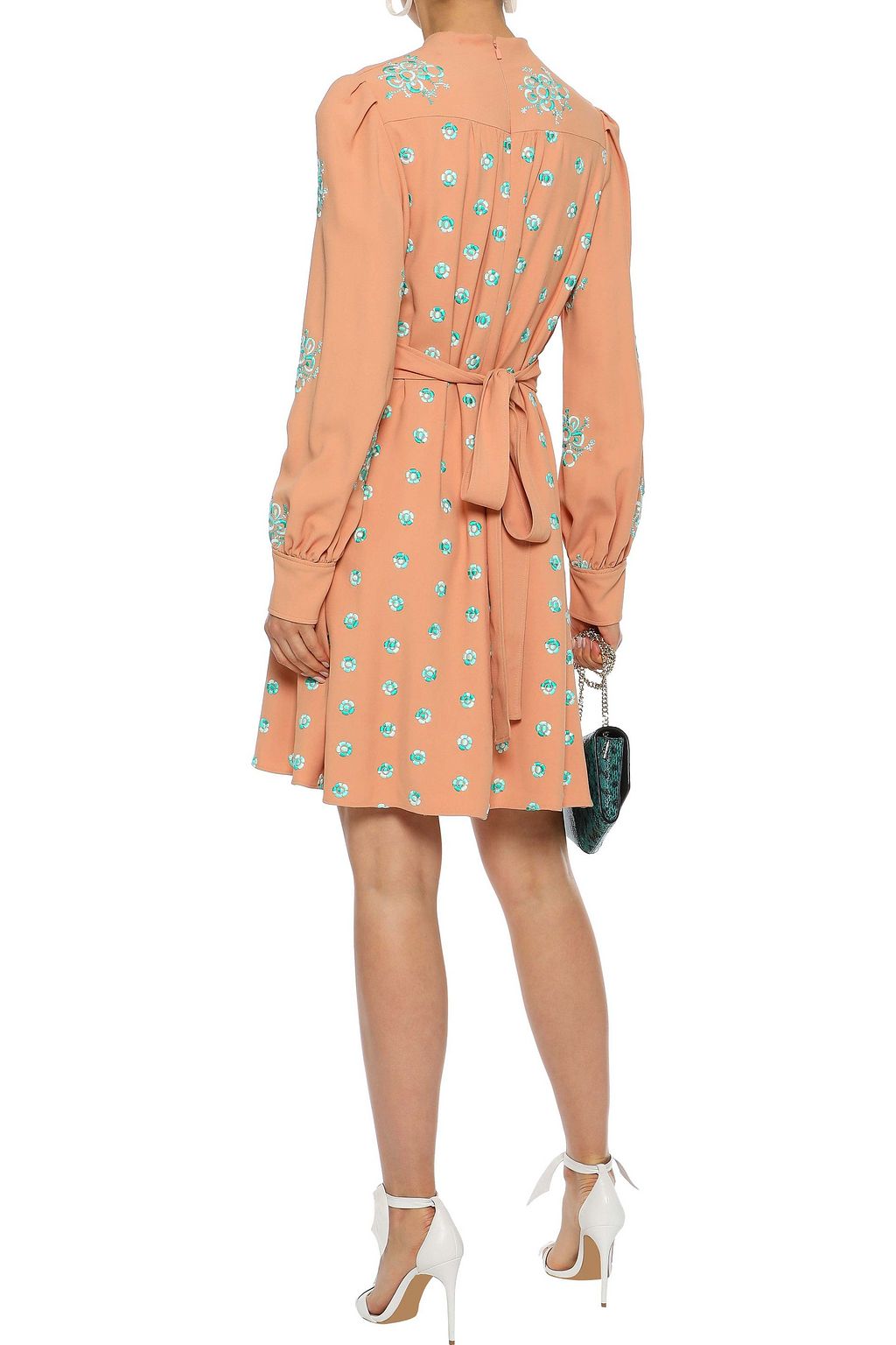 CHLOÉ Belted embroidered cady mini dress